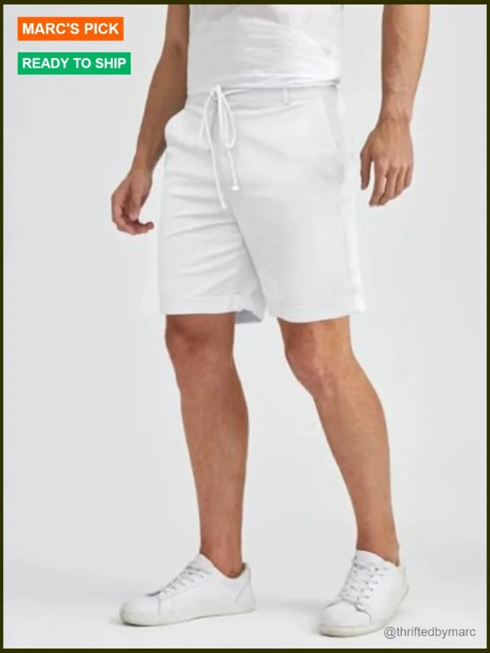 Men's Linen Cotton Shorts Elastic Waist Flat Front Lightweight Summer